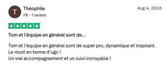 Avis Trustpilot — Théophile — Tom et l’équipe en général sont de super pro