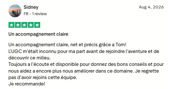 Avis Trustpilot — Sidney — Un accompagnement claire