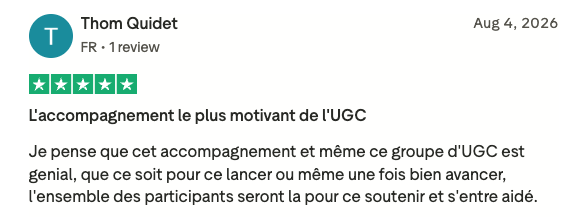 Avis Trustpilot — Thom Quidet — L’accompagnement le plus motivant de l’UGC