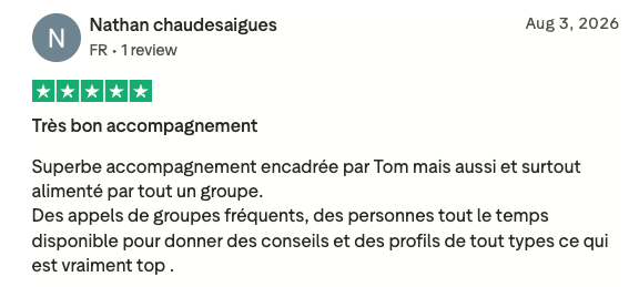 Avis Trustpilot — Nathan chaudesaigues — Très bon accompagnement