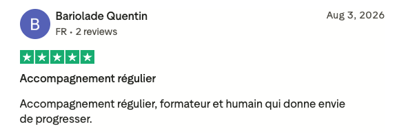 Avis Trustpilot — Bariolade Quentin — Accompagnement régulier