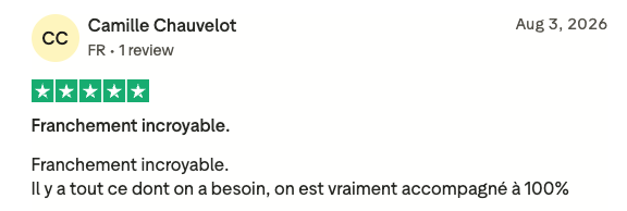 Avis Trustpilot — Camille Chauvelot — Franchement incroyable